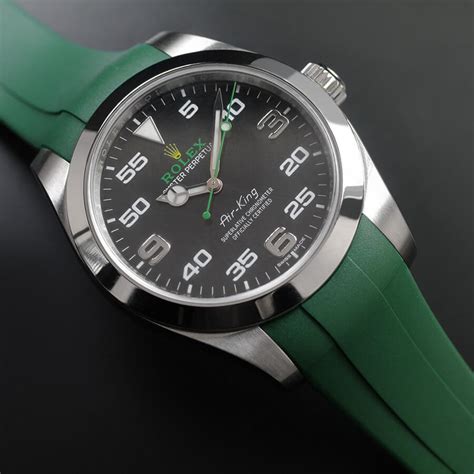 rolex air king green rubber strap|rolex air king rubber straps.